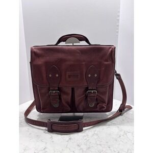 Duluth Trading Co Men Brown Leather Messenger Bag Briefcase Laptop Satchel